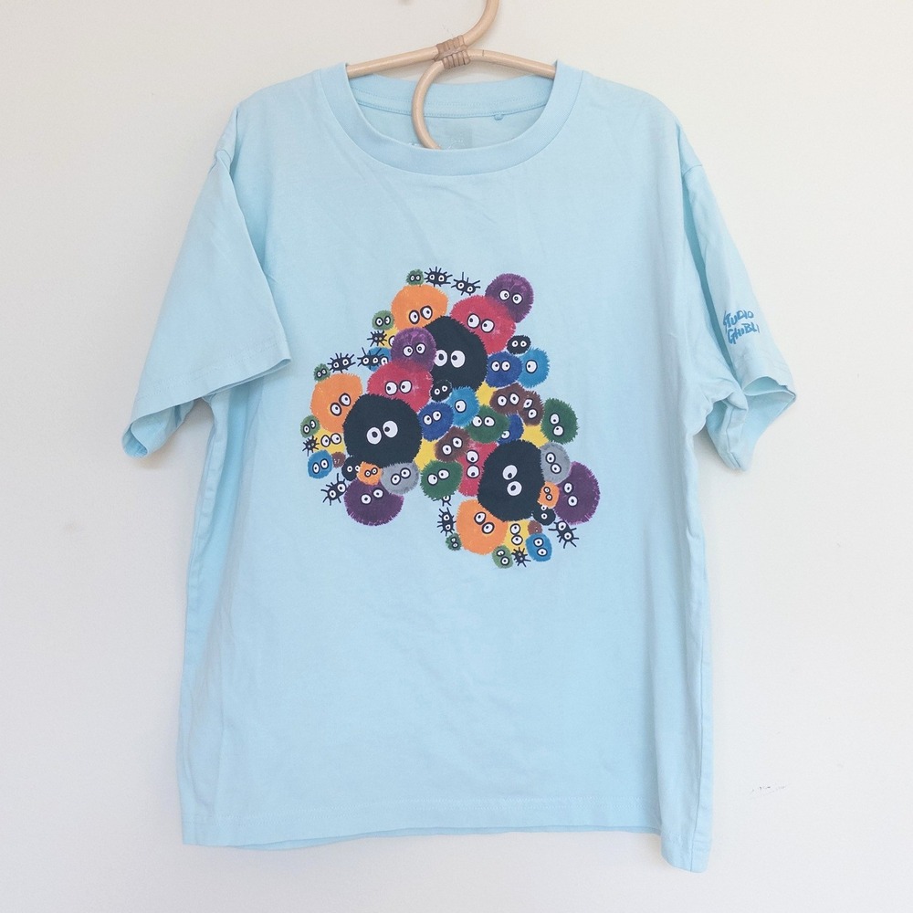 Uniqlo Studio Ghibli T-Shirt Light Blue Soot Sprite Graphic Kids Size 140cm 9-10